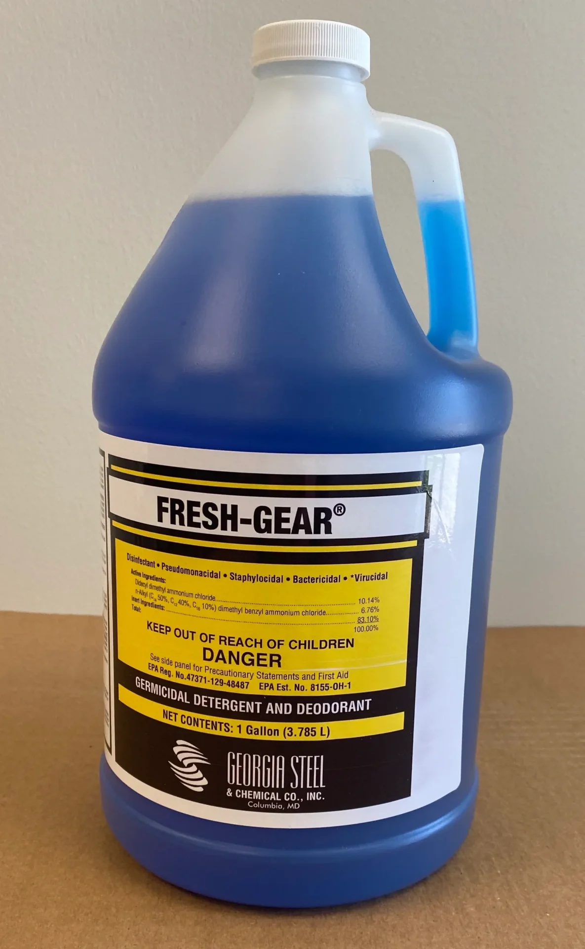 Fresh-Gear germicidal detergent, 1 gallon.