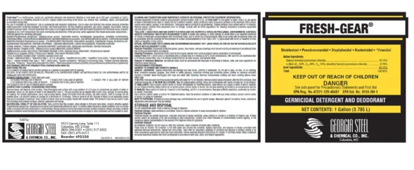 Fresh-Gear germicidal detergent and deodorant.