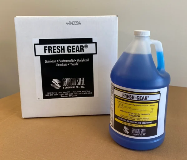 Fresh Gear germicidal detergent gallon jug.